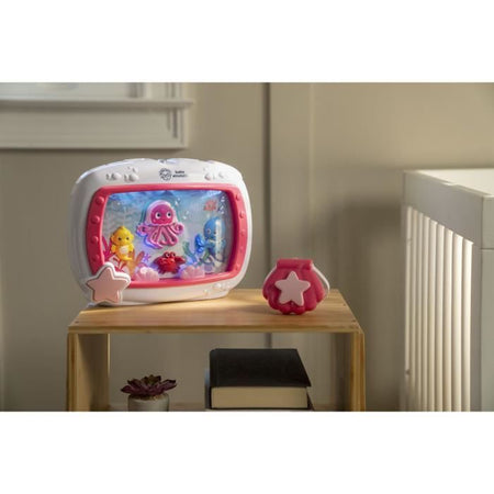 BABY EINSTEIN Baby Night Light - Sogni di Mare Rosa - 25 minuti di luce, suono, musica o suoni rilassanti dell'oceano, telecomando
