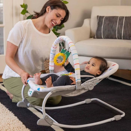 BABY EINSTEIN -DEAN- Sdraietta evolutiva 3 in 1, Melodie e vibrazioni, 3 posizioni, arco gioco rimovibile, 0-30 mesi