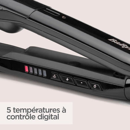 BABYLISS ST492E Steam Straight Steam Straightener - Piastre in ceramica larghe 39 mm - 5 temperature 150C-230C-Riscaldatore avanzato in ceramica