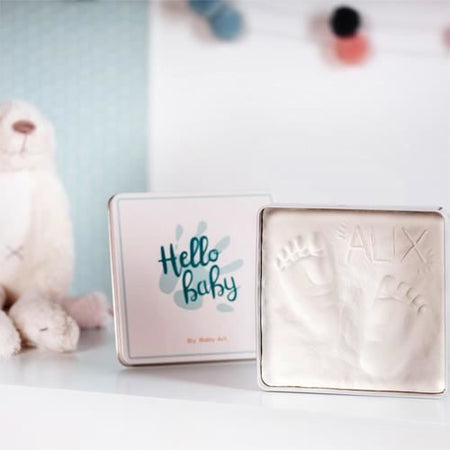 Baby Art Magic Box Square - Kit Impronte Mani e Impronte del Bambino in Scatola di Metallo, Regalo Nascita o Battesimo, Indispensabile