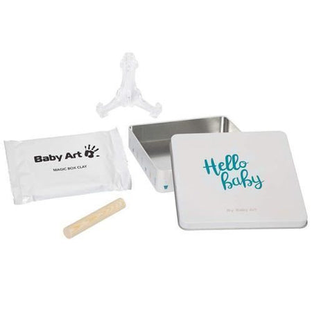 Baby Art Magic Box Square - Kit Impronte Mani e Impronte del Bambino in Scatola di Metallo, Regalo Nascita o Battesimo, Indispensabile