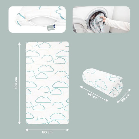 Babymoov Cosy'Lite Materasso da viaggio Nomad 60x120cm, misura universale, certificato oeko-Tex e riciclato