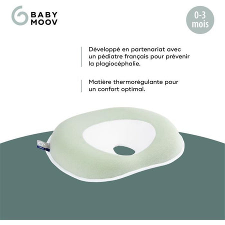 Poggiatesta per neonati - BABYMOOV - Cosyhead - Morfologia del neonato - Cotone biologico certificato Oeko-Tex - Verde salvia fresco
