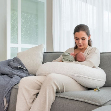 doomoo Buddy Cuscino per maternità e allattamento - Comfort ottimale per mamma e bambino, Puntini Argento