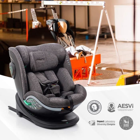 Seggiolino auto - BABYAUTO - XPERTA GREY DOBBY - Dalla nascita a 12 anni - 0-36 kg - I-Size - ISOFIX - Girevole a 360 - ECE R129