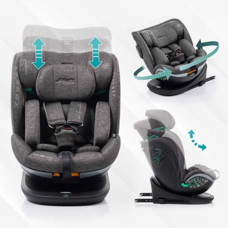 Seggiolino auto - BABYAUTO - XPERTA GREY DOBBY - Dalla nascita a 12 anni - 0-36 kg - I-Size - ISOFIX - Girevole a 360 - ECE R129