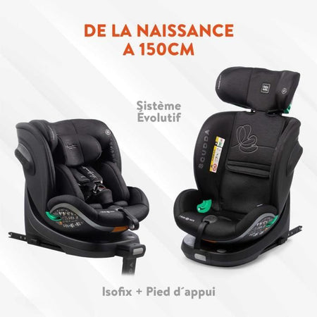 Seggiolino auto - BABYAUTO - SCUDDA GREY DOBBY - Dalla nascita a 12 anni - 0-36 kg - I-Size - ISOFIX - Girevole 360 - ECE R129