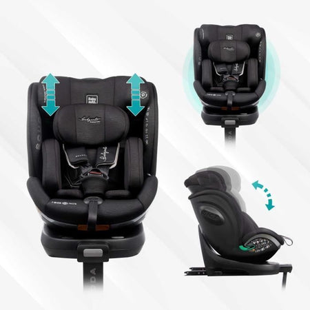Seggiolino auto - BABYAUTO - SCUDDA GREY DOBBY - Dalla nascita a 12 anni - 0-36 kg - I-Size - ISOFIX - Girevole 360 - ECE R129