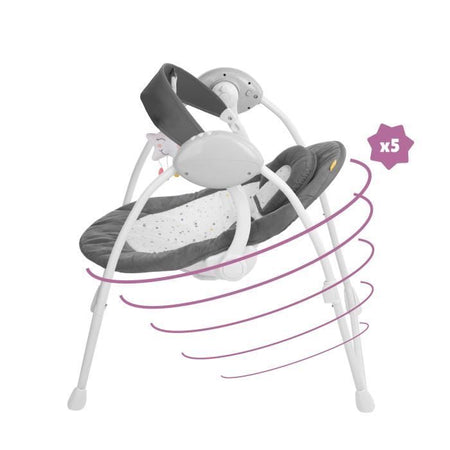 Altalena elettrica Comfort Badabulle - Pieghevole - Ultra compatta - Arco gioco rimovibile, Moonlight