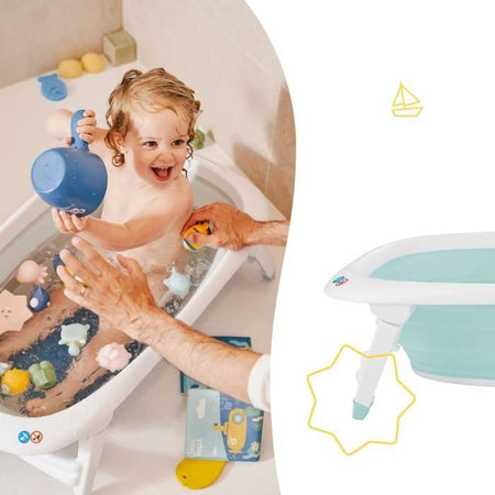 BADABULLE Vasca da bagno pieghevole, 35L, super compatta, tappo di scarico con indicatore di calore, design divertente