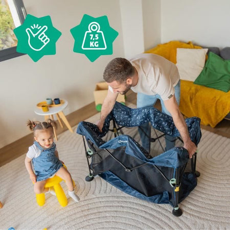 Lettino da viaggio Badabulle Easy Clip - Facile da piegare e aprire - Letto leggero e compatto con borsa per il trasporto inclusa - Materasso incluso