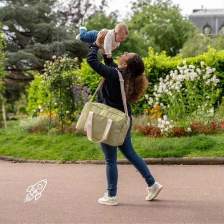 Borsa fasciatoio Badabulle Bowling - Grande capacità 20 L - Piano fasciatoio e accessori per passeggino inclusi, Oliva