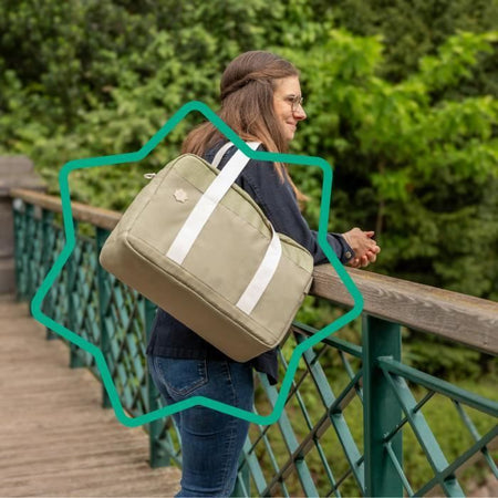 Borsa fasciatoio Badabulle Bowling - Grande capacità 20 L - Piano fasciatoio e accessori per passeggino inclusi, Oliva