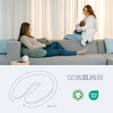 Cuscino per gravidanza e allattamento - DOOMOO - Buddy - Ultra comfort - Certificato Oeko-Tex - Corduroy Green