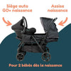 Passeggino doppio BAMBISOL - Completamente attrezzato - Parapioggia incluso - Facile da piegare