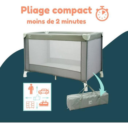 Lettino da viaggio BAMBISOL 120x60 cm - Dalla nascita fino a 3 mesi - Materasso e borsa trasporto inclusi