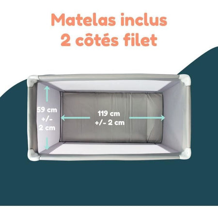 Lettino da viaggio BAMBISOL 120x60 cm - Dalla nascita fino a 3 mesi - Materasso e borsa trasporto inclusi