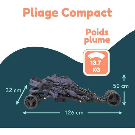 Passeggino doppio bastone BAMBISOL - 6-36 mesi per il sedile anteriore (max 15 kg) e 0-36 mesi (max 15 kg) per il sedile posteriore