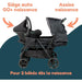 Passeggino gemellare doppio - BAMBISOL - Passeggino doppio combinato + Seggiolino auto I-size - 4 ruote - Nero