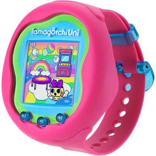 Bandai  Tamagotchi Uni  Tamagotchi connesso con braccialetto orologio  Animale domestico virtuale  Modello rosa  43351