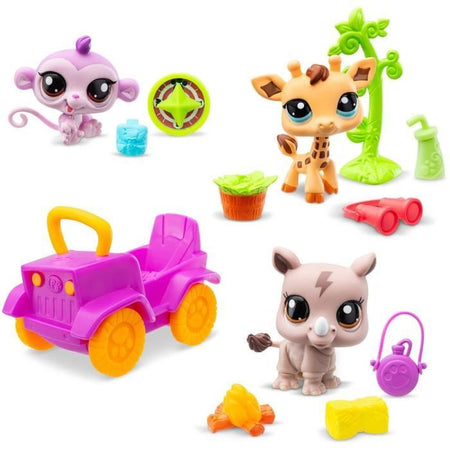 BANDAI - Littlest Pet Shop - Pacchetto Safari - 3 animali e accessori - BF00524