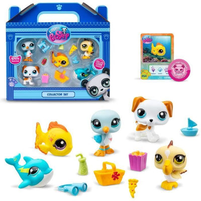 BANDAI - Littlest Pet Shop - Set da collezione Tema spiaggia - 5 animali e accessori - BF00517