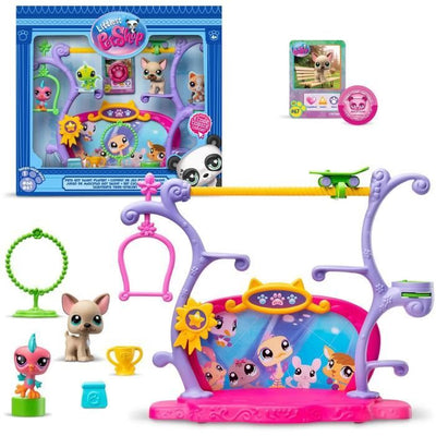BANDAI - Littlest Pet Shop - Pets Got Talent Playset - Playset con 2 animali, decorazioni e accessori - BF00558