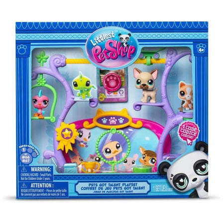 BANDAI - Littlest Pet Shop - Pets Got Talent Playset - Playset con 2 animali, decorazioni e accessori - BF00558
