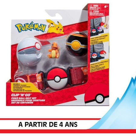 Cintura - BANDAI - Pokémon Clip 'N' Go - 1 cintura, 2 Poké Ball e 1 statuetta Salameche 5 cm