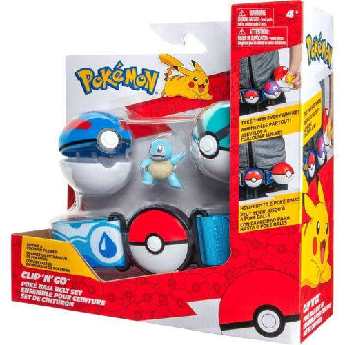 Cintura - BANDAI - Pokémon Clip 'N' Go - 1 cintura, 2 Poké Ball e 1 statuetta Squirtle 5 cm