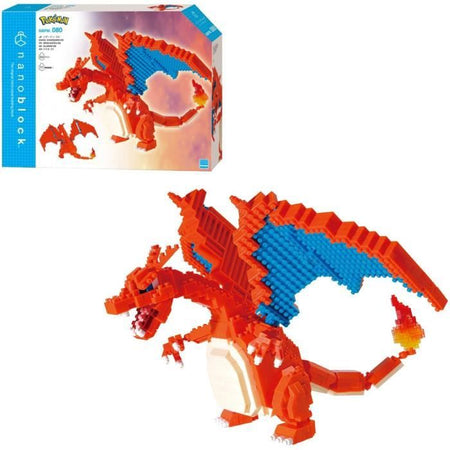 Figura Pokémon Charizard - BANDAI - Nanoblock - Figura in mattoncini 860 pezzi - Kit di costruzione - NBPM80