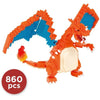 Figura Pokémon Charizard - BANDAI - Nanoblock - Figura in mattoncini 860 pezzi - Kit di costruzione - NBPM80