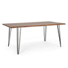 Tavolo Barrow rettangolare, con Gambe in acciaio, piano in legno di acacia da 180 x 90 cm