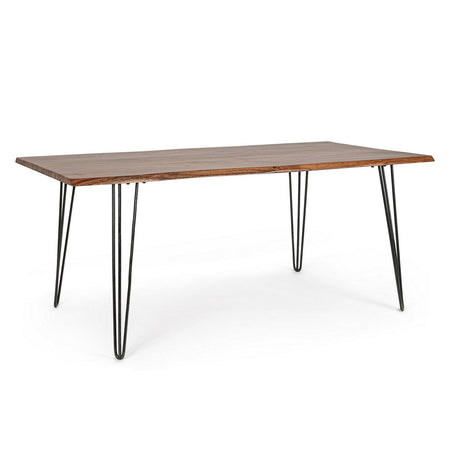Tavolo Barrow rettangolare, con Gambe in acciaio, piano in legno di acacia da 180 x 90 cm