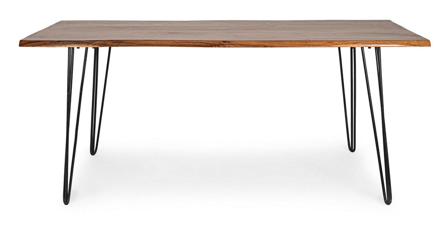 Tavolo Barrow rettangolare, con Gambe in acciaio, piano in legno di acacia da 180 x 90 cm