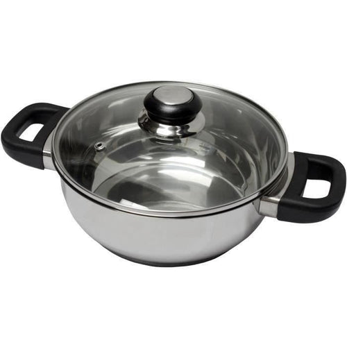 BAUMALU 331974 Casseruola in acciaio inossidabile 24 cm con coperchio in vetro zaffiro bachelite