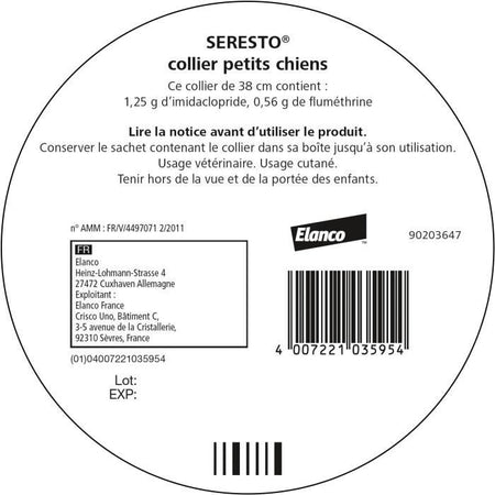 Collare antiparassitario SERESTO - Per cani di piccola taglia