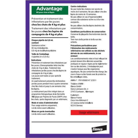 VANTAGGIO 80 - 6 pipette antiparassitarie - Per gatti e conigli da 4 kg e oltre