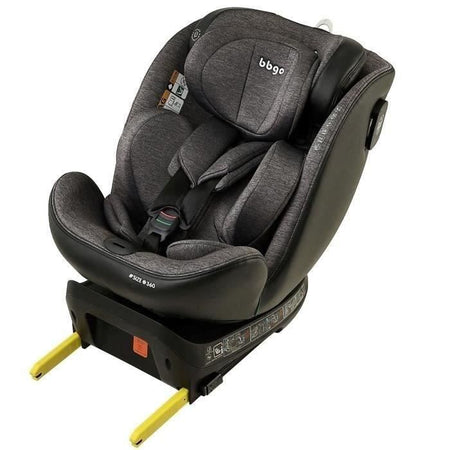 Seggiolino auto girevole - BBGO - Wondersafe - Dalla nascita ai 12 anni - I-SIZE 40-150 cm - ISOFIX Top Tether - Grigio - Fibra di bambù Ecopelle