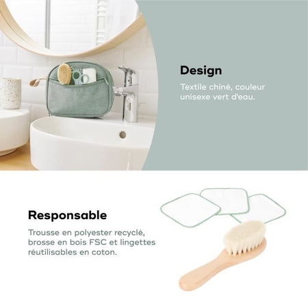 Babymoov Baby Care Kit - Nascita - In Accessori GRS certificati in tessuto riciclato, Matcha