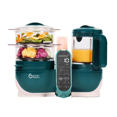 BabyMoov Nutribaby+ - Robot multifunzione 6 in 1 - pentola -vapore/mixer, verde opale