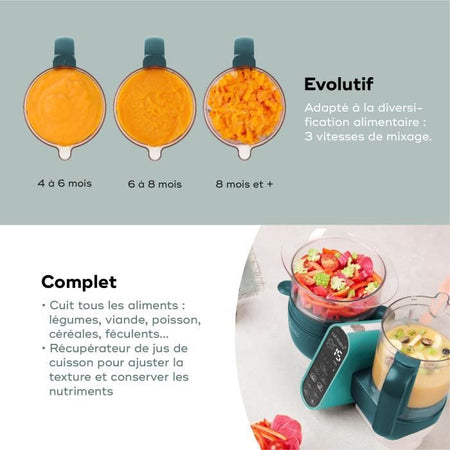 BabyMoov Nutribaby+ - Robot multifunzione 6 in 1 - pentola -vapore/mixer, verde opale