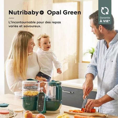 BabyMoov Nutribaby+ - Robot multifunzione 6 in 1 - pentola -vapore/mixer, verde opale