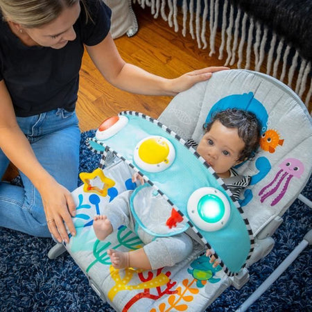 Sedia a sdraio altalena - BABY EINSTEIN - Ocean Explorers Kick to It Opus Musical Infant to Infant Rocker - Bambini da 0 a 30 mesi