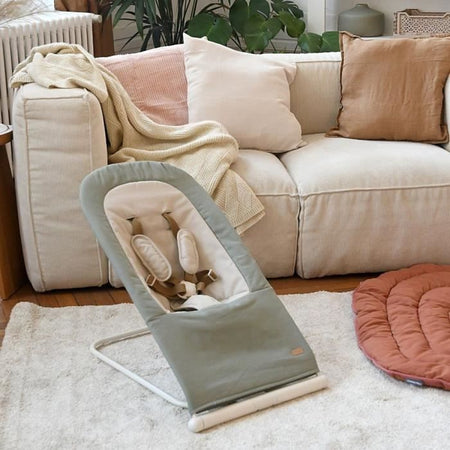 BABA, Sedia a sdraio pieghevole, 3 inclinazioni in 1 pulsante, Ultra compatta e sottile, Facile relax - Lichen