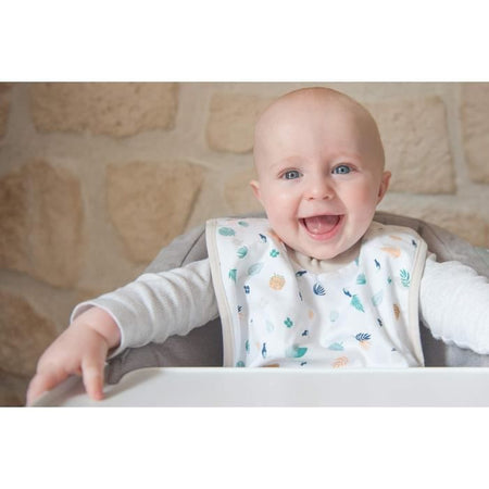 BEABA Birth set (Gocciolatoio grigio albero / Contenitore di dosaggio nebbia chiara / scura / Spazzola per bottiglie in silicone / Bavaglino in tessuto tropicale)