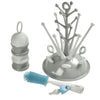 BEABA Birth set (Gocciolatoio grigio albero / Contenitore di dosaggio nebbia chiara / scura / Spazzola per bottiglie in silicone / Bavaglino in tessuto tropicale)