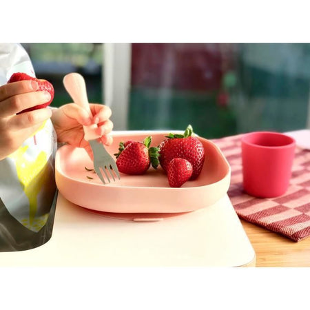 BEABA Servizio da tavola in silicone 4 pezzi - rosa