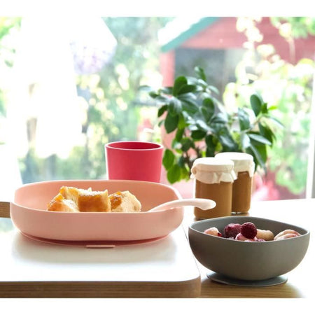 BEABA Servizio da tavola in silicone 4 pezzi - rosa