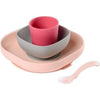 BEABA Servizio da tavola in silicone 4 pezzi - rosa